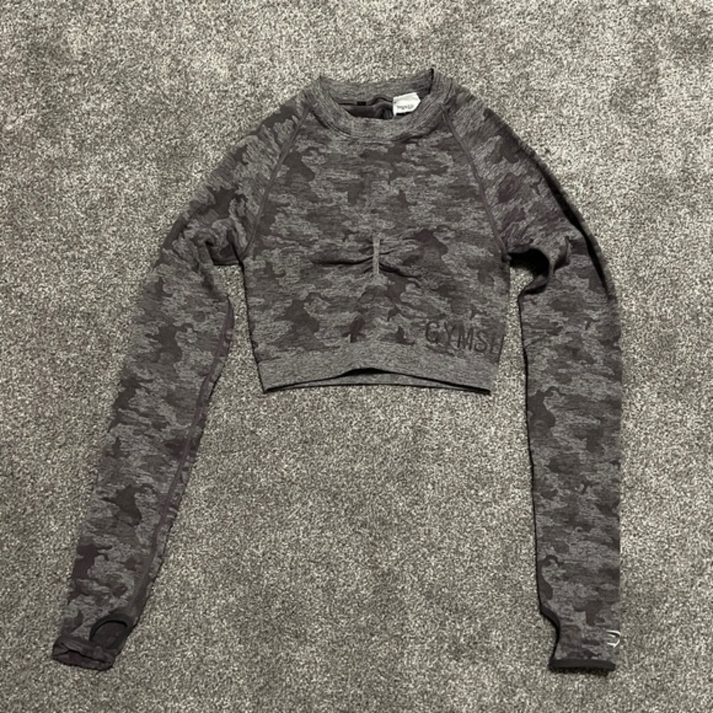 Gymshark Camouflage Women's Crop Top Long Sleeve Size Small
